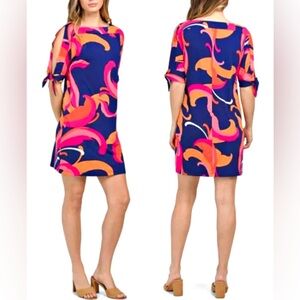 Trina Turk‎ Kaleidoscope Print Dress Size S Cold Shoulder Tie Sleeve NEW $178